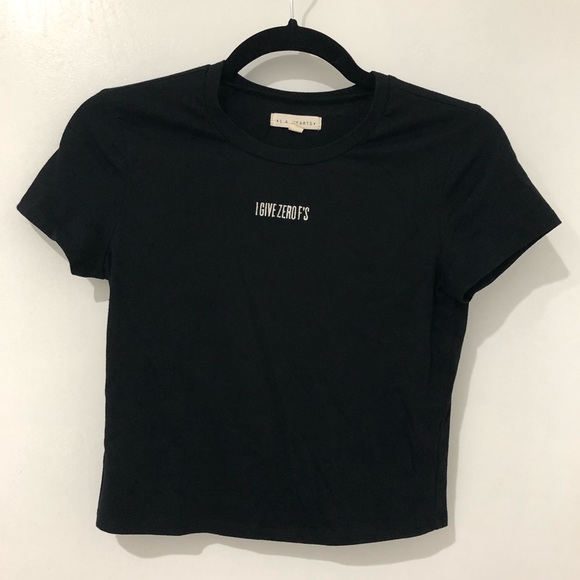 PacSun LA Hearts I Give Zero F’s Black Crop Top - Picture 1 of 6
